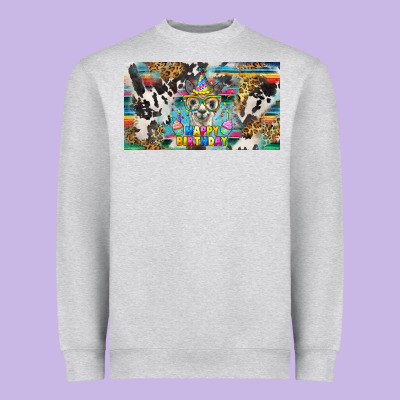 Happy Birthday Alpaca Blue Cup Heavyweight Sweatshirt Designed By Barkaloodesign