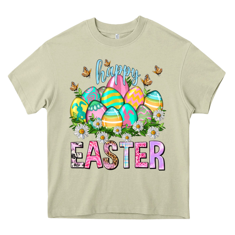 Happy Easter With Eggs Heavy Core Tee by NancyCooperArtShop | Teevron
