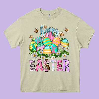 Happy Easter With Eggs Heavy Core Tee Designed By Nancycooperartshop