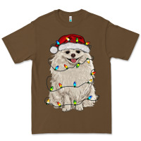 Cacao white pomeranian with christmas lights Premium Tee - RanaPortraitStore
