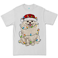 Dove Grey white pomeranian with christmas lights Premium Tee - RanaPortraitStore