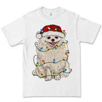 White white pomeranian with christmas lights Premium Tee - RanaPortraitStore