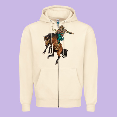 Western Horse Rodeo Zipper Hoodie Designed By Barkaloodesign
