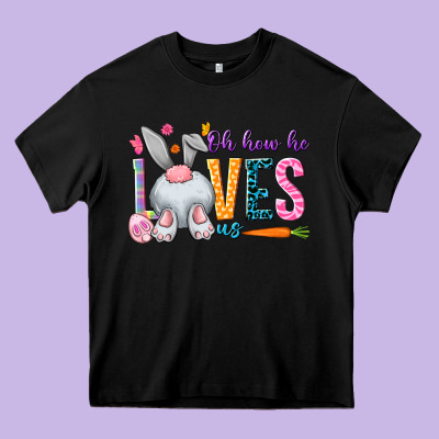 Oh How He Loves Us Heavy Core Tee Designed By Nancycooperartshop