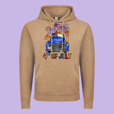 Western Fourth Of July Truck Vintage Hoodie Designed By Fadigitalartstudio