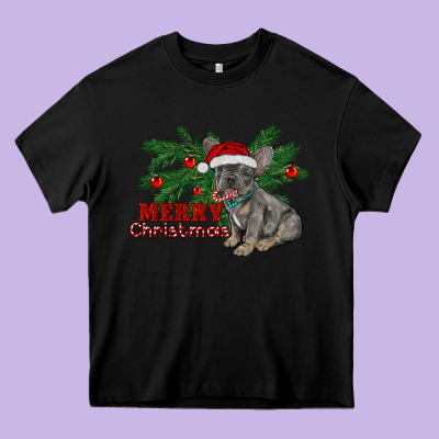 Merry Christmas French Bulldog Heavy Core Tee Designed By Ranaportraitstore