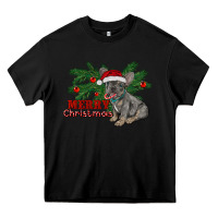 Black merry christmas french bulldog Heavy Core Tee - RanaPortraitStore