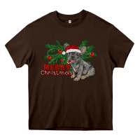 Chocolate Brown merry christmas french bulldog Heavy Core Tee - RanaPortraitStore