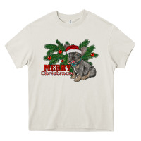 Cream merry christmas french bulldog Heavy Core Tee - RanaPortraitStore