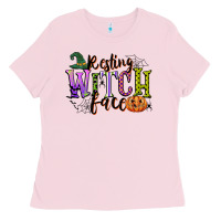 Bubblegum Pink resting witch face Ladies Tee - CowGirlArtShop