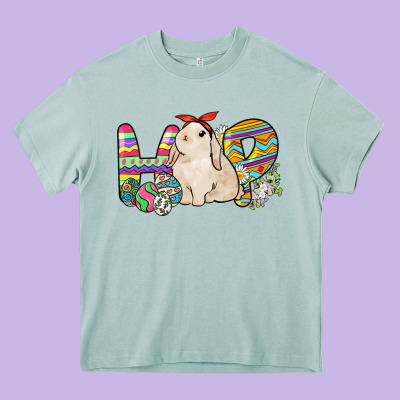 Hop Rabbit Heavy Core Tee Designed By Nancycooperartshop