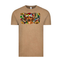 Vintage Coffee dachshund christmas joy Vintage Tee - RanaPortraitStore