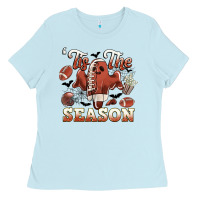 Baby Blue tis the season football halloween Ladies Tee - CowGirlArtShop