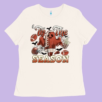 Tis The Season Football Halloween Ladies Tee Designed By Cowgirlartshop