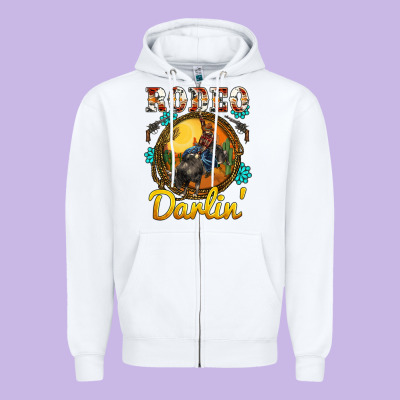 Western Rodeo Darlin' Sunset Sunflowers Weapon Zipper Hoodie Designed By Barkaloodesign