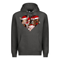 Charcoal Heather farm animals christmas Premium Hoodie - CowhideDigitalArt