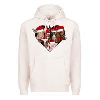 Pale Pink farm animals christmas Premium Hoodie - CowhideDigitalArt