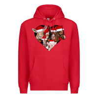 Red farm animals christmas Premium Hoodie - CowhideDigitalArt