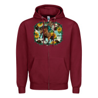 Burgundy western rodeo horse cowhide sunflowers Zipper Hoodie - BarkalooDesign