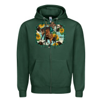 Sports Green western rodeo horse cowhide sunflowers Zipper Hoodie - BarkalooDesign