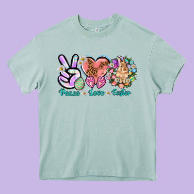 Peace Love Easter Heavy Core Tee Designed By Nancycooperartshop