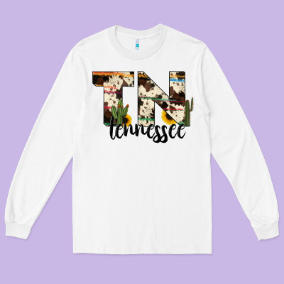Tenesse State Cowhide Serape Cactus Long Sleeve Tee Designed By Ranaportraitstore