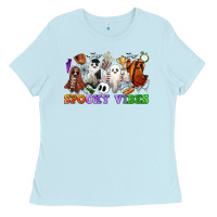 Baby Blue spooky vibes sports ghosts Ladies Tee - CowGirlArtShop