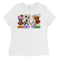 White spooky vibes sports ghosts Ladies Tee - CowGirlArtShop