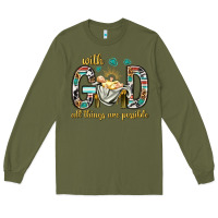 Army Green with god all things are possible with baby jesus bbs Long Sleeve Tee - BundleAndBundleShop