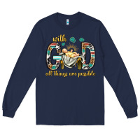 Navy with god all things are possible with baby jesus bbs Long Sleeve Tee - BundleAndBundleShop