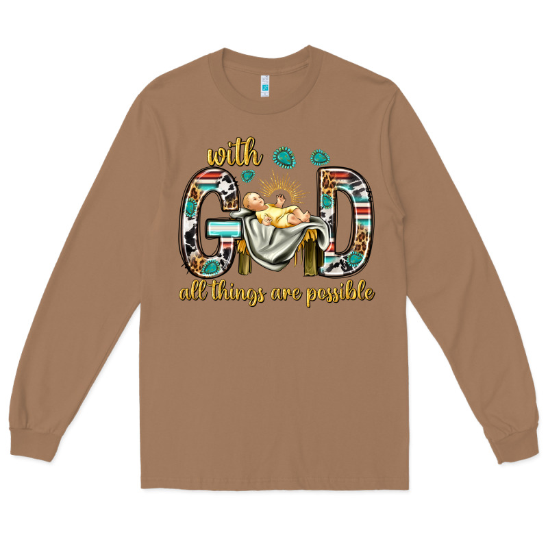 With God All Things Are Possible With Baby Jesus Bbs Long Sleeve Tee by BundleAndBundleShop | Teevron