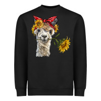 Black alpaca with sunflowers and bandana Heavyweight Sweatshirt - BarkalooDesign