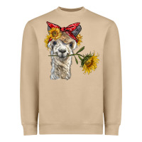 Mushroom alpaca with sunflowers and bandana Heavyweight Sweatshirt - BarkalooDesign