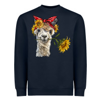 Navy alpaca with sunflowers and bandana Heavyweight Sweatshirt - BarkalooDesign