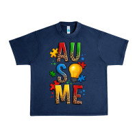Navy ausome autism Urban Heavy Tee - OliviaCreatesArt
