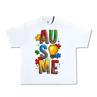 White ausome autism Urban Heavy Tee - OliviaCreatesArt