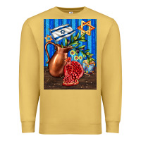 Antique Gold hanukkah table with oil pitcher Premium Sweatshirt - AdoDesignShop