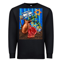 Black hanukkah table with oil pitcher Premium Sweatshirt - AdoDesignShop
