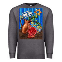 Charcoal Heather hanukkah table with oil pitcher Premium Sweatshirt - AdoDesignShop