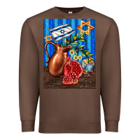 Chestnut hanukkah table with oil pitcher Premium Sweatshirt - AdoDesignShop