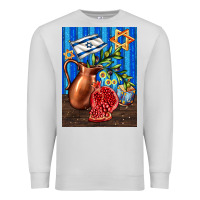 Dove Grey hanukkah table with oil pitcher Premium Sweatshirt - AdoDesignShop