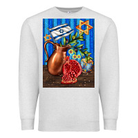 Oatmeal Heather hanukkah table with oil pitcher Premium Sweatshirt - AdoDesignShop