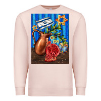 Pale Pink hanukkah table with oil pitcher Premium Sweatshirt - AdoDesignShop