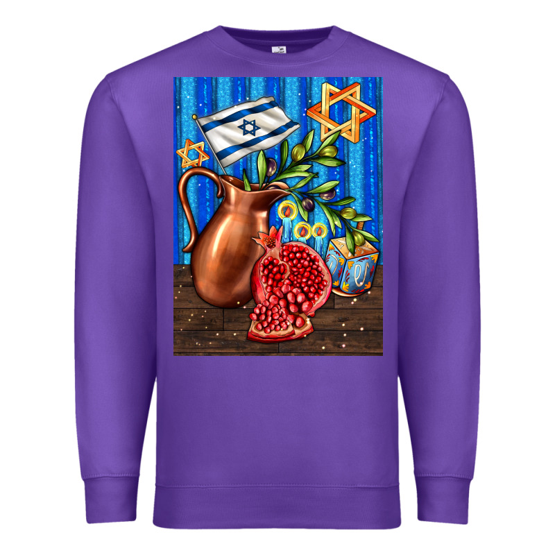 Hanukkah Table With Oil Pitcher Premium Sweatshirt by AdoDesignShop | Teevron