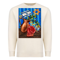 Sandshell hanukkah table with oil pitcher Premium Sweatshirt - AdoDesignShop