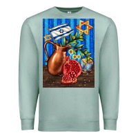 Seafoam hanukkah table with oil pitcher Premium Sweatshirt - AdoDesignShop