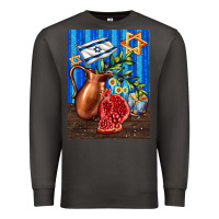 Smoke hanukkah table with oil pitcher Premium Sweatshirt - AdoDesignShop