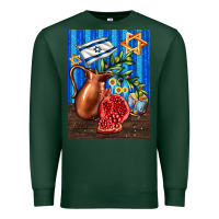 Sports Green hanukkah table with oil pitcher Premium Sweatshirt - AdoDesignShop