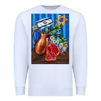 White hanukkah table with oil pitcher Premium Sweatshirt - AdoDesignShop
