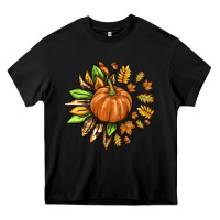 Black Fall Sunflower with Pumpkin Heavy Core Tee - texasbilliewilder